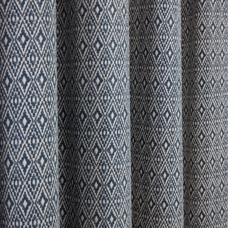 Aztec Navy 3 Pencil Pleat Ready Made Curtains