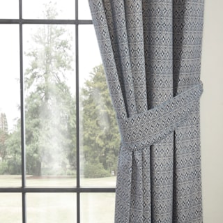 Aztec Navy 3 Pencil Pleat Ready Made Curtains