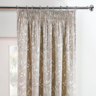 Aviary Parchment Pencil Pleat Ready Made Curtains