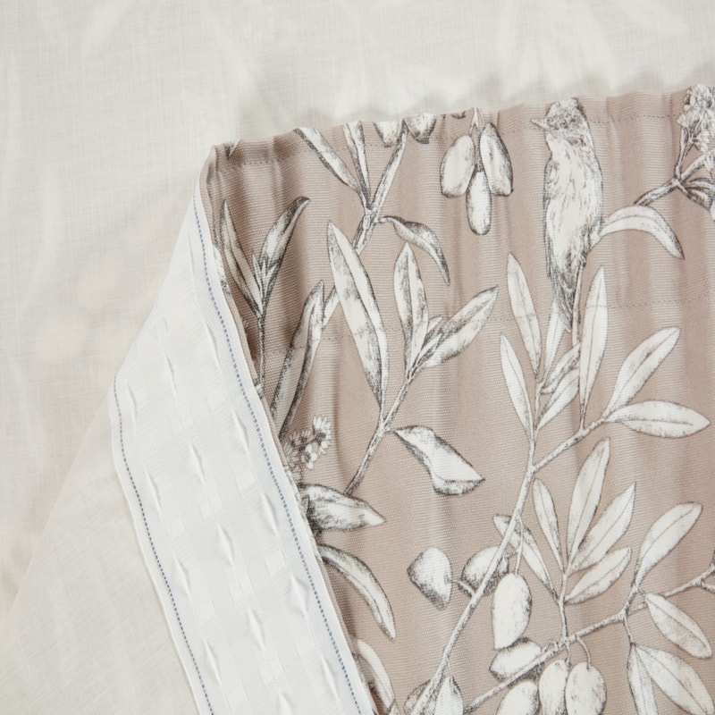 Aviary Parchment Pencil Pleat Ready Made Curtains