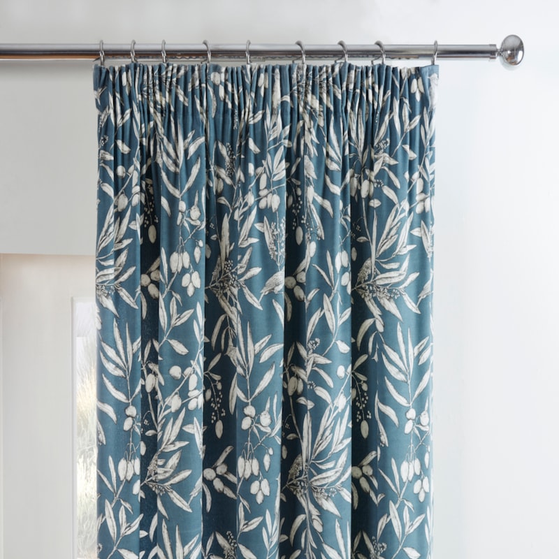 Aviary Bluebell Pencil Pleat Ready Made Curtains