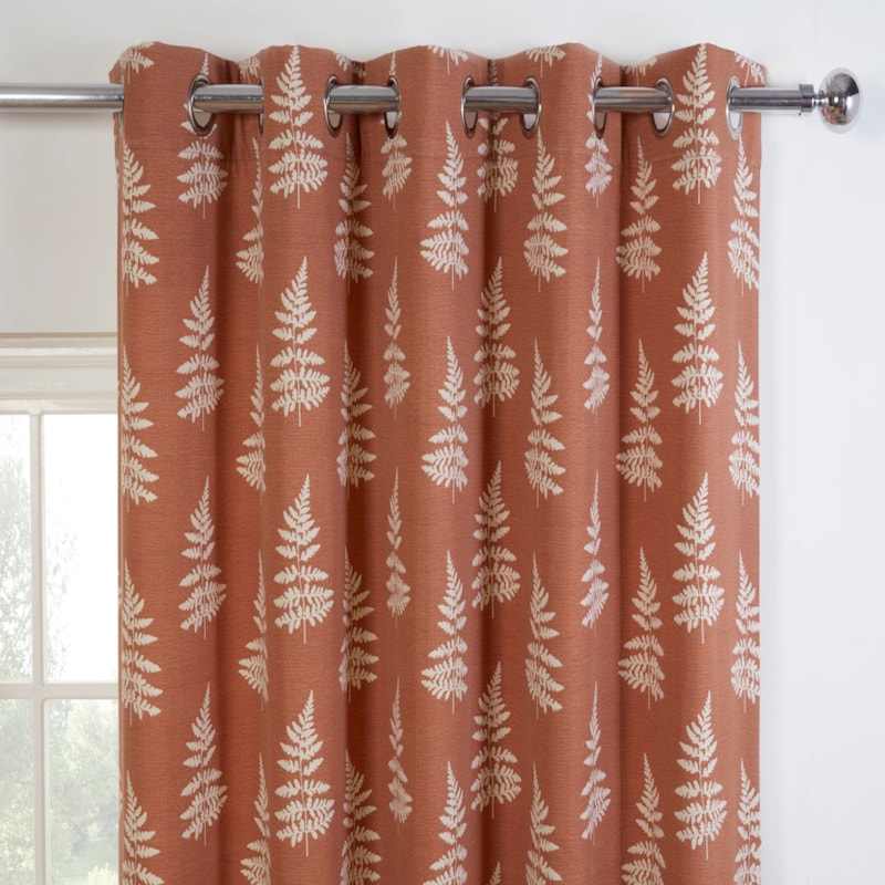 Esher Terracotta Ready Made Eyelet Curtain