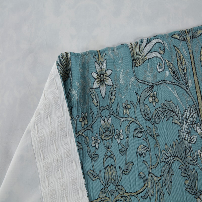 Kyoto Blue Ready Made Pencil Pleat Curtain