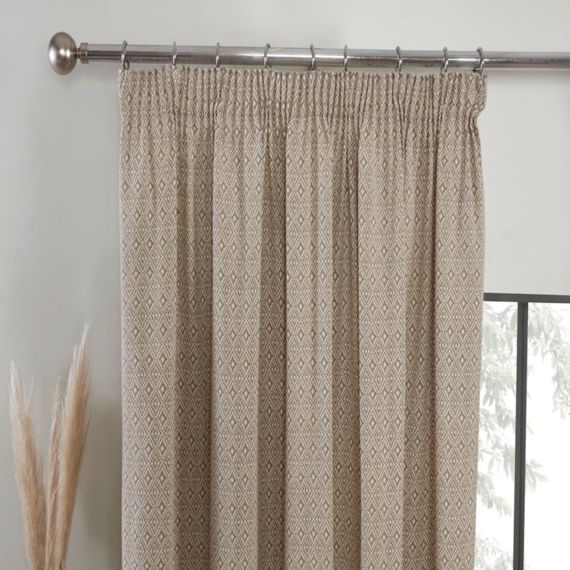 Aztec Linen Pencil Pleat Ready Made Curtains