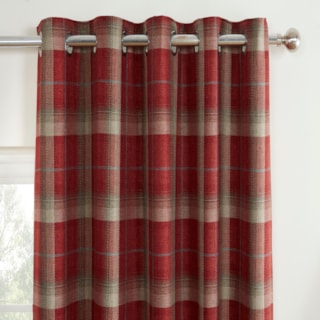 Carnoustie Red Eyelet Ready Made Curtains