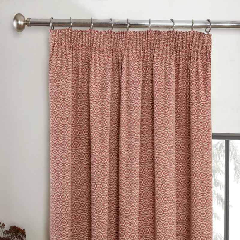 Aztec Salsa Pencil Pleat Ready Made Curtains