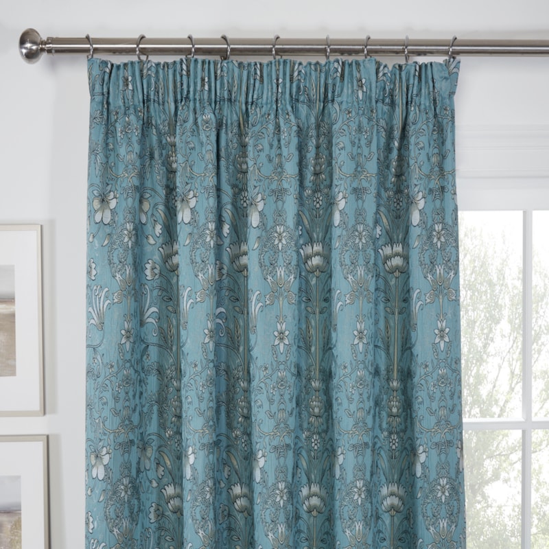 Kyoto Blue Ready Made Pencil Pleat Curtain