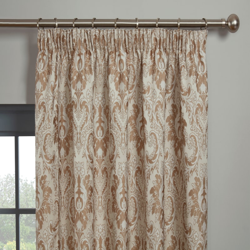 Tegola Latte Ready Made Pencil Pleat Curtain