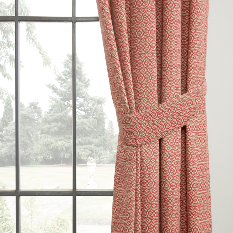 Aztec Salsa Pencil Pleat Ready Made Curtains