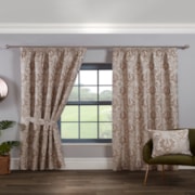 Tegola Latte Ready Made Pencil Pleat Curtain