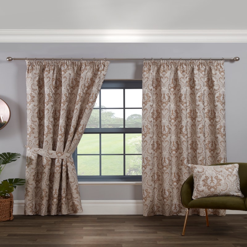 Tegola Latte Ready Made Pencil Pleat Curtain