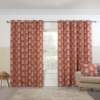 Esher Terracotta Ready Made Eyelet Curtain