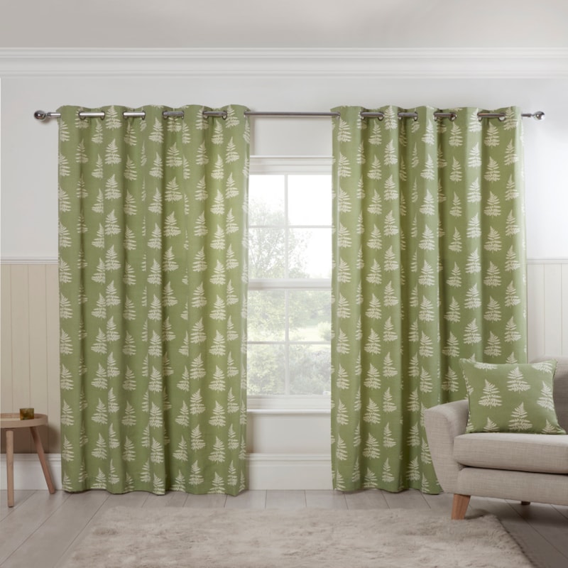 Esher Green Ready Made Eyelet Curtain