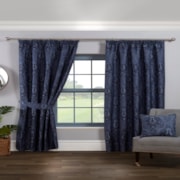 Tegola Navy Ready Made Pencil Pleat Curtain